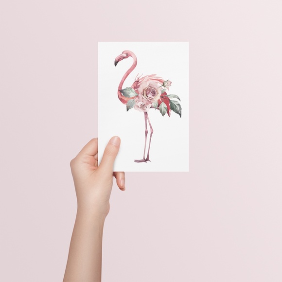 Watercolor Tropical Flamingo Wall Art Poster Print UNFRAMED - Picture 9 of 17
